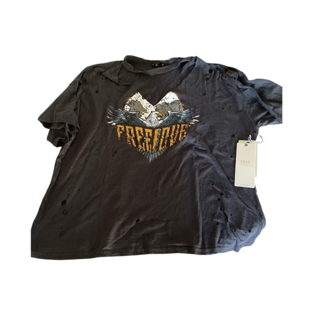 Iris Black Distressed Graphic Tee